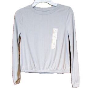 Cat & Jack Girl's Light Gray Pullover Top Long Sleeves Pleats Size Small 6/7